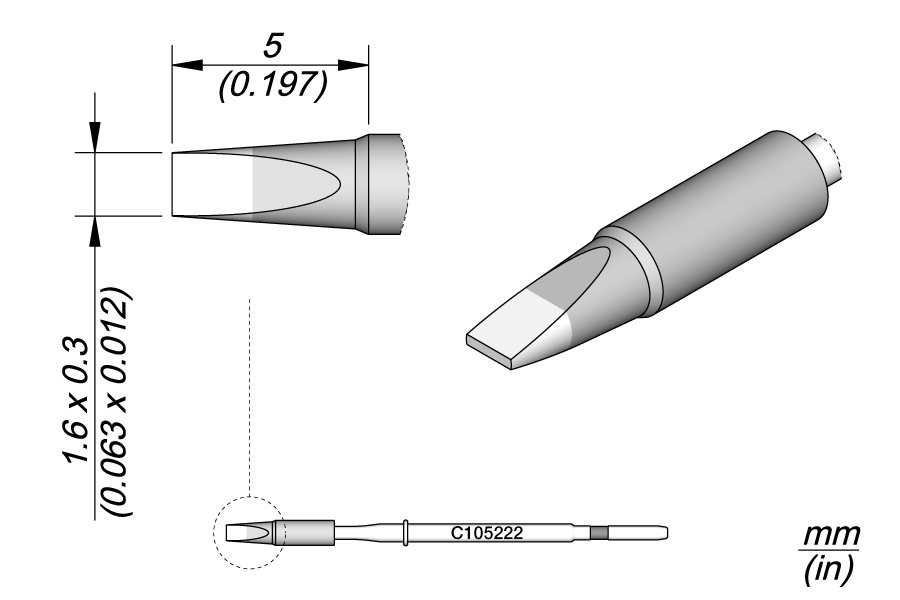 C105222 - Chisel Cartridge 1.6 x 0.3